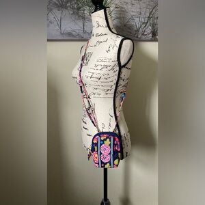 Stephanie Dawn small floral crossbody bag/purse, navy with colorful flowers